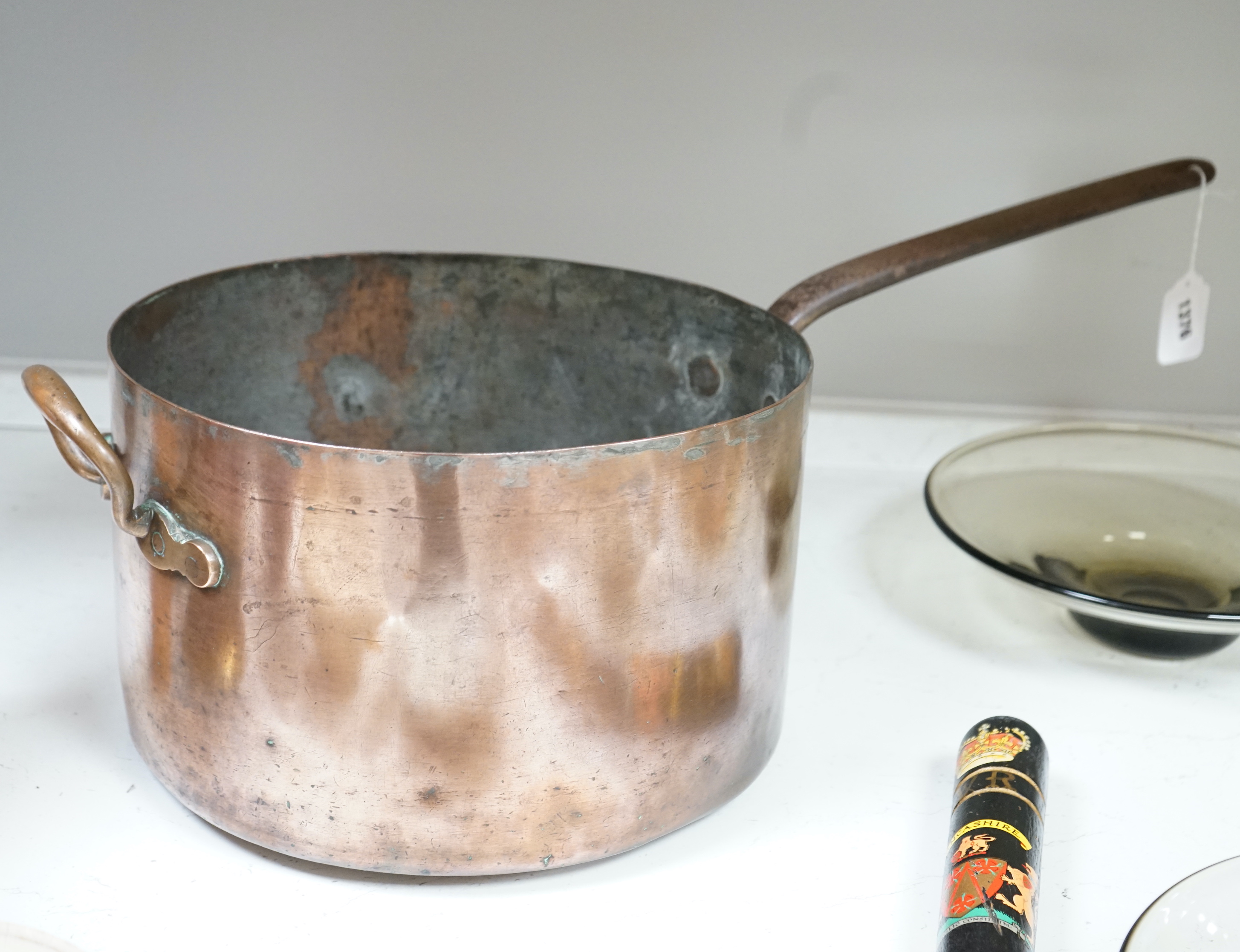 A large Victorian copper boiling pan, 71cm long